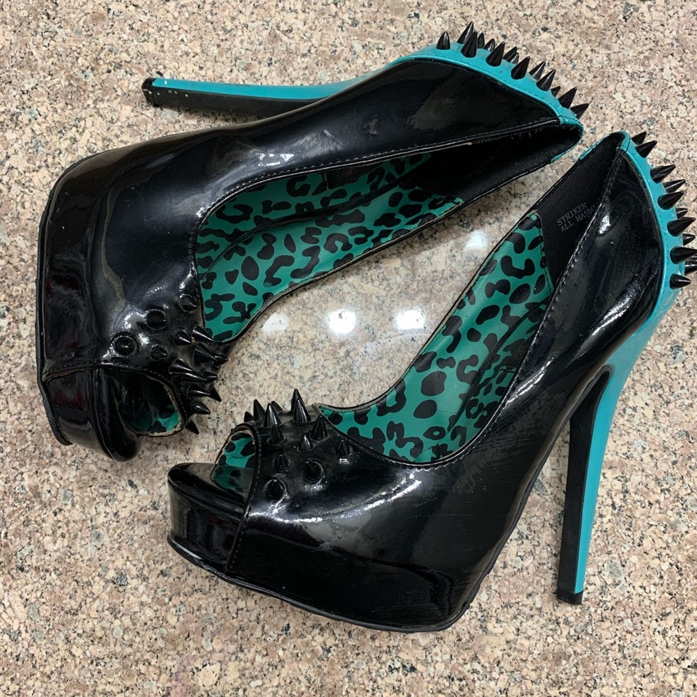 Dollhouse Heel Shoes, Black, Size 7